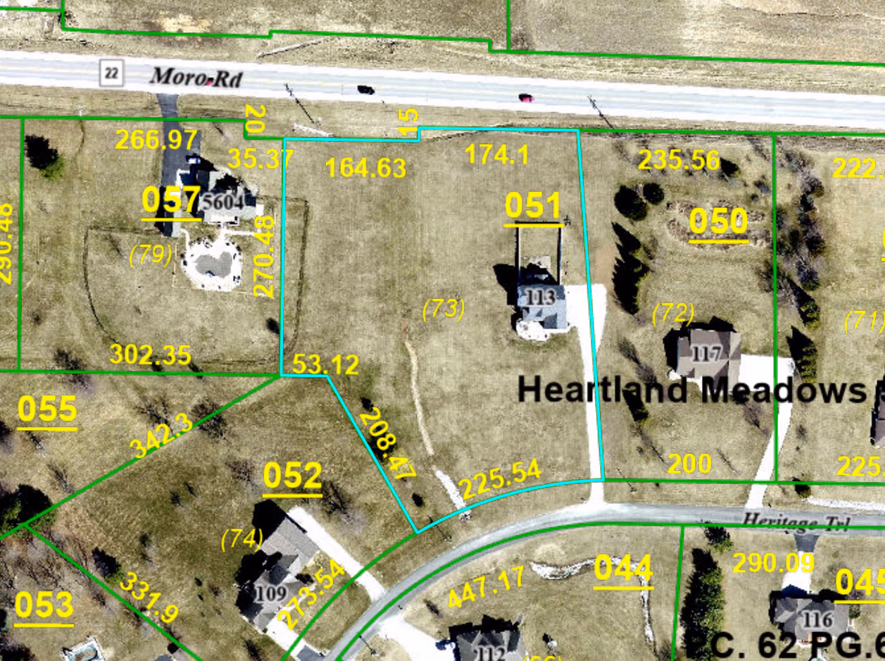 Madison County parcel map showing the approximate boundary of the parcel at 113 Heritage Trail